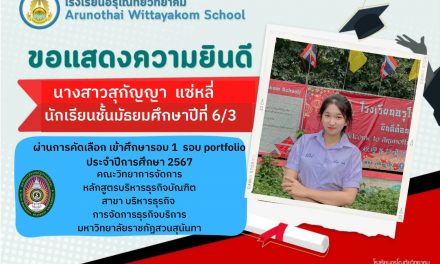 ขอแสดงความนยินดีกับนักเรียนระดับชั้นมัธยมศึกษาปีที่ 6 ที่ได้เข้าศึกษาต่อในระดับปริญญาตรี
