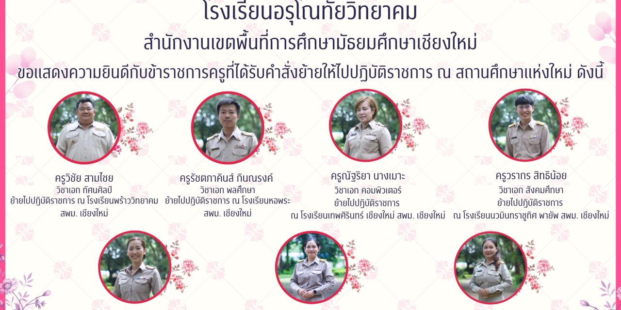 ขอแสดงความยินดีกับครูทั้ง 7 ท่านได้คำสั่งย้ายให้ไปปฏิบัติราชการ ณ สถานศึกษาใหม่