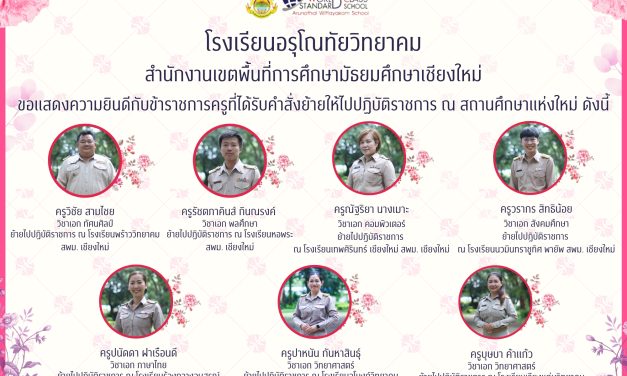 ขอแสดงความยินดีกับครูทั้ง 7 ท่านได้คำสั่งย้ายให้ไปปฏิบัติราชการ ณ สถานศึกษาใหม่