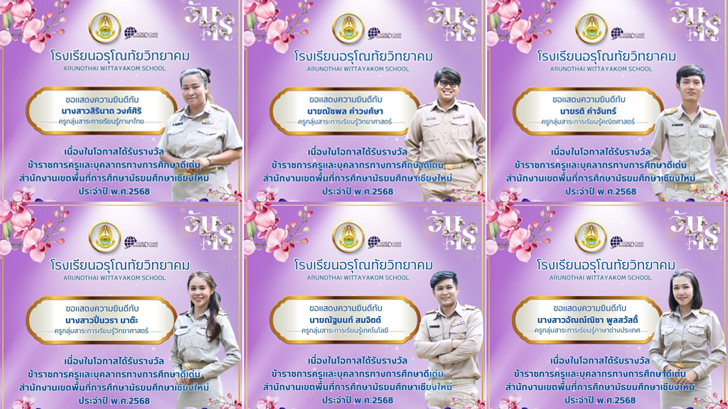 ขอแสดงความยินดีกับครูทั้ง 10 ท่านที่ได้รับรางวัล “ข้าราชการครูดีเด่น สำนักงานเขตพื้นที่การศึกษามัธยมศึกษาเชียงใหม่” ประจำปี 2568