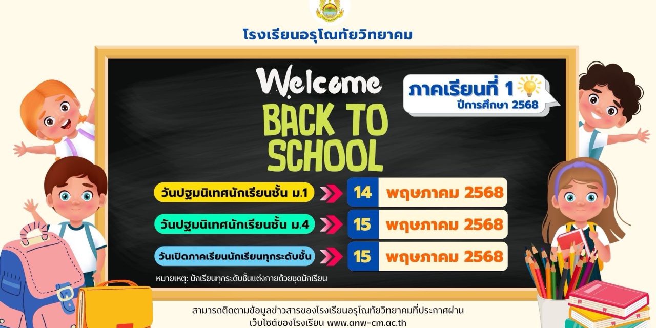 ขอแจ้งกำหนดการเปิดภาคเรียนที่ 1 ปีการศึกษา 2568 ทุกระดับชั้น